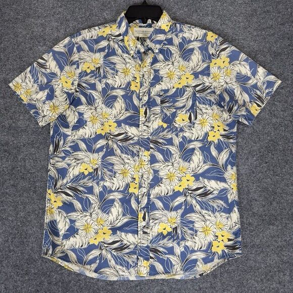 Denim & Supply Ralph Lauren Shirt Men M Blue Floral Button Up Short Sleeve Adult - Picture 1 of 6